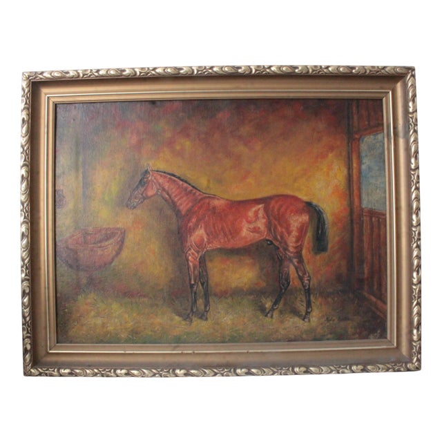 Kalo Zoltan, Chestnut Horse, 1950s, Oil on Canvas, Framed For Sale
