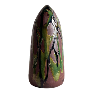 Brutalist Studio Pottery Sculpture With Dripped Green and Black Glaze