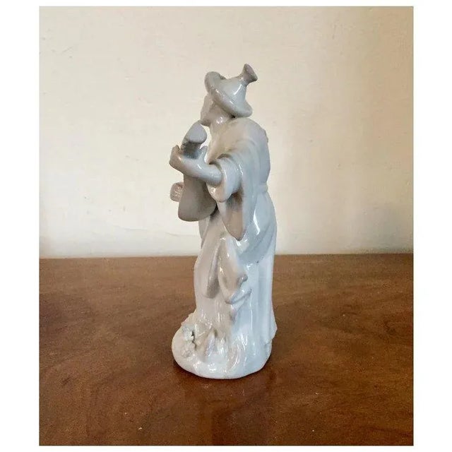 Continental Blanc De Chine White Porcelain Malabar Figure of a Chinese Musician or Mandarin