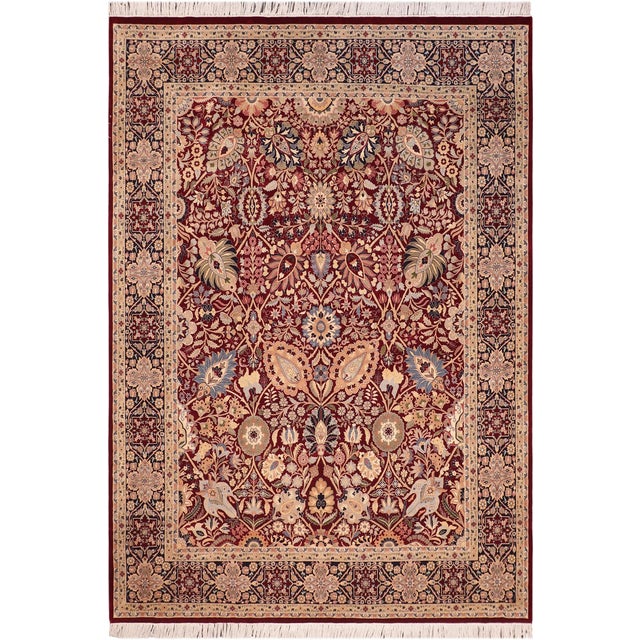 Traditional Shahid Pak-Persian Red/Blue Wool Rug - 8'1'' X 10'2'' For Sale - Image 9 of 9