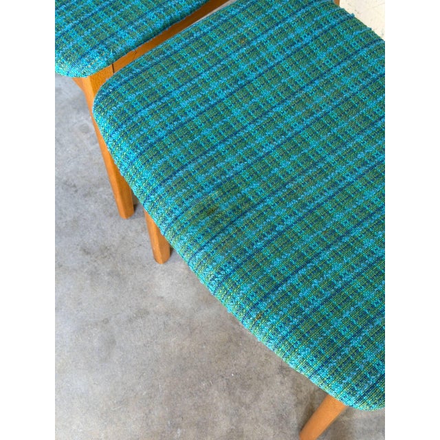 Set of 4 Vintage Danish Teak Dining Chairs Mid Century Modern Blue Upholstered For Sale In Los Angeles - Image 6 of 9