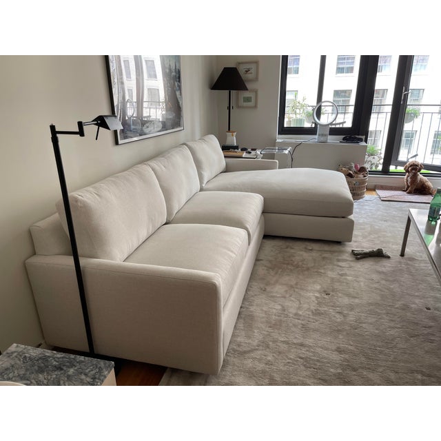 Contemporary Ivory Linger Sectional With Chaise - Room & Board For Sale - Image 3 of 8
