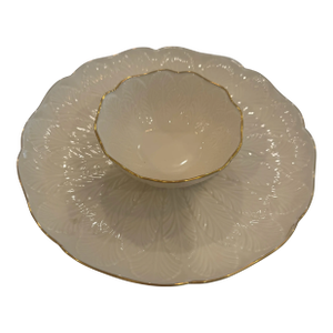 Lenox Greenfield Pattern Bone China Chip & Dip Serving Platter