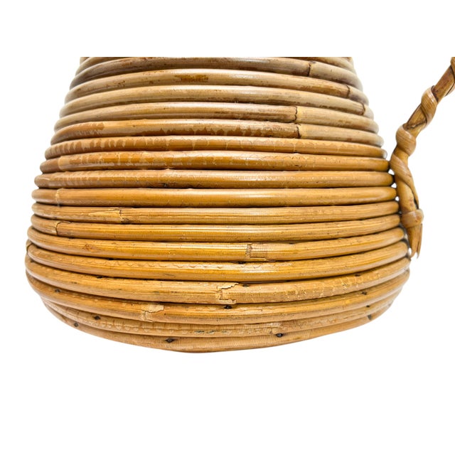 French Pencil Reed Rattan Vase, 1950s For Sale - Image 16 of 18
