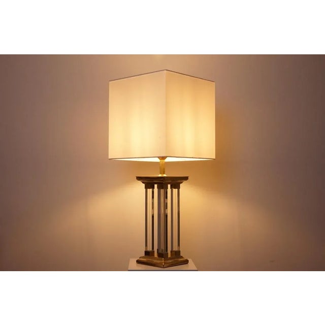 Hollywood Regency Hollywood Regency Table Lamp in Brass and Acrylic Glass, 1970s For Sale - Image 3 of 8