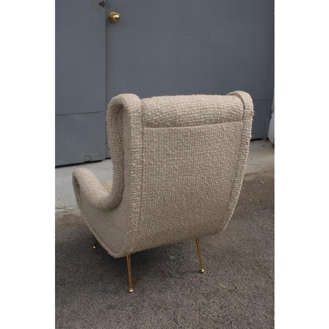 Metal Senior Armchair in Wool & Brass by Marco Zanuso, 1950s For Sale - Image 7 of 15