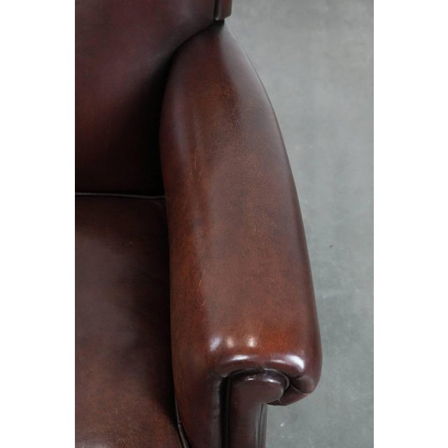Brown Club Chair in Sheepskin Leather For Sale - Image 8 of 16