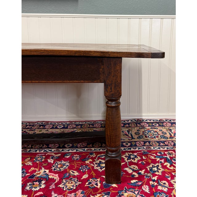 Antique English Country Farm Dining Breakfast Table Farmhouse 75" Wide Oak 19thC For Sale In Dallas - Image 6 of 16