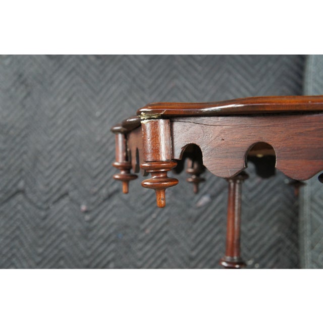 Wood Antique Walnut Gothic Revival Scalloped Parlor Pedestal Center Table Stand For Sale - Image 7 of 10