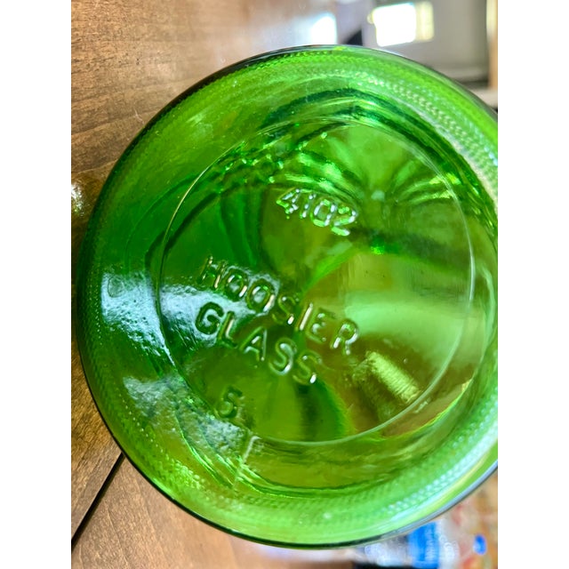 Mid-Century Modern Vintage Hoosier Green Glass Art Deco Vase For Sale - Image 3 of 5
