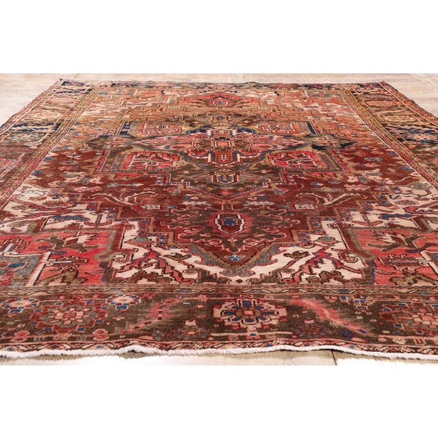 Vintage Persian Heriz Rug, 07'07 X 11'00 For Sale - Image 9 of 10