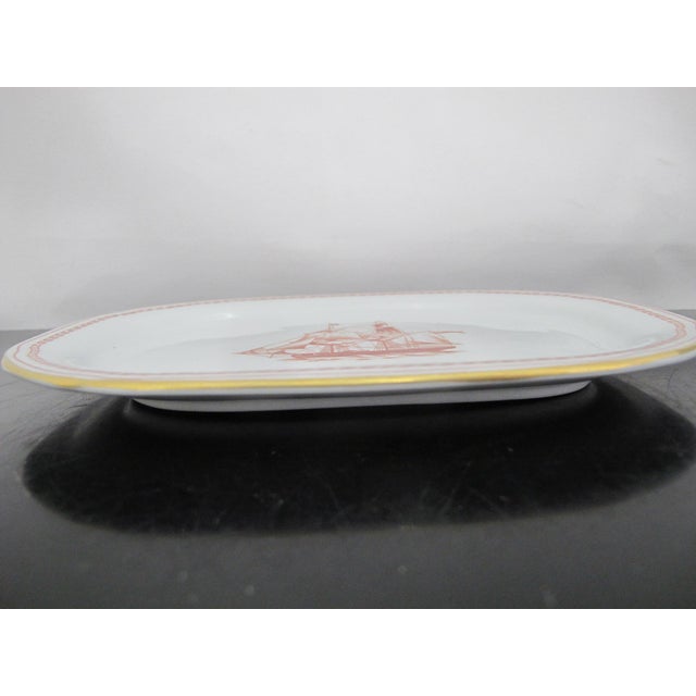 Nautical Spode Copeland Red Gold Trim Ships Trade Winds Sauce Gravy Boat W/Underplate For Sale - Image 3 of 14