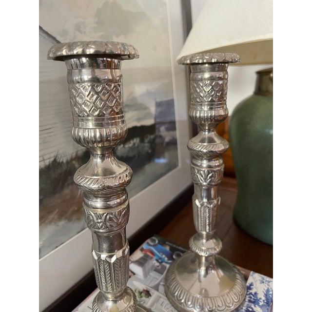 Late 20th Century Hammered Metal Candle Holders a Pair Chairish