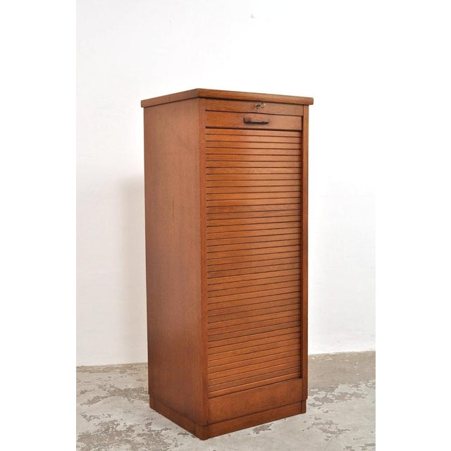 Vintage Roller Door Cabinet in Oak and Beech, 1940s For Sale - Image 3 of 14
