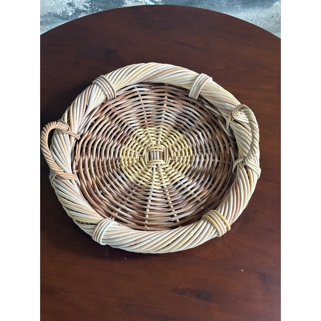 Late 20th Century Vintage Oversized Wicker Tray For Sale - Image 5 of 5