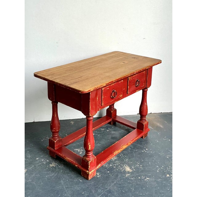 Vintage Ralph Lauren Red Distressed Console Table For Sale - Image 9 of 12