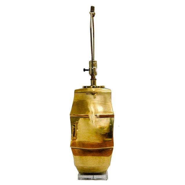 Mid-Century Brass Shell Table Lamps With Black Shades - Set of 2 For Sale - Image 11 of 12