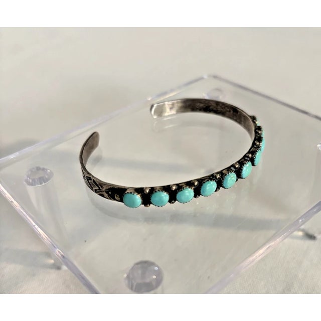 1930s Zuni Turquoise and Silver Bracelet Set For Sale - Image 13 of 15