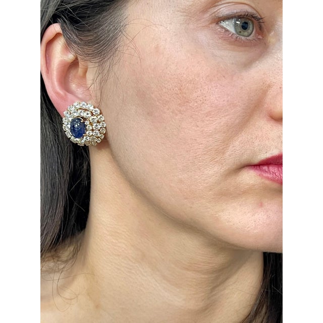 Chantecler 12 Ct Sapphire 22 Ct Diamond VS/E-F Color Ring & Earring Set 18 KYG For Sale - Image 13 of 18