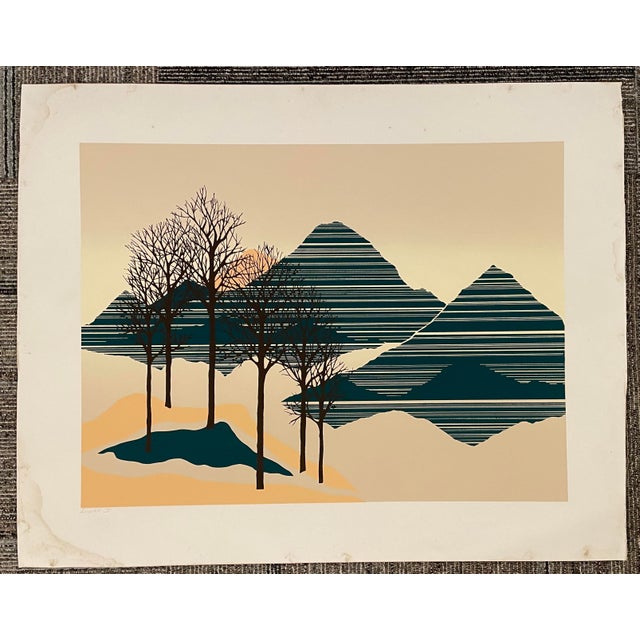 Modern 1970s Mountain Landscape Serigraph For Sale - Image 3 of 4