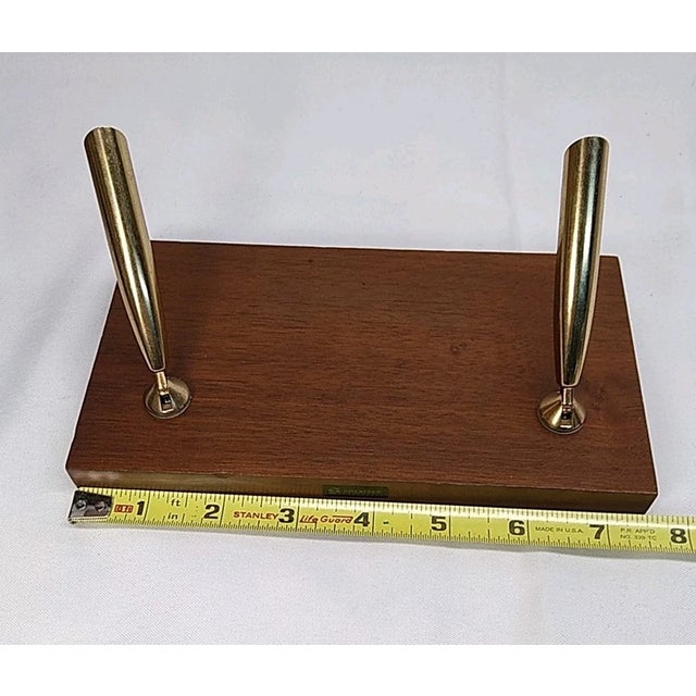 1990s Vintage MCM W. A. Sheaffer's Fountain Pen Holder Stand Wood Double Swivel For Sale - Image 5 of 6