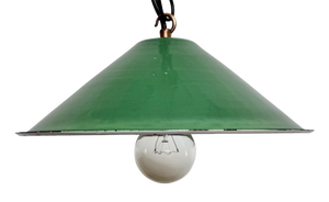 Industrial Green Enamel Factory Pendant Lamp, 1950s