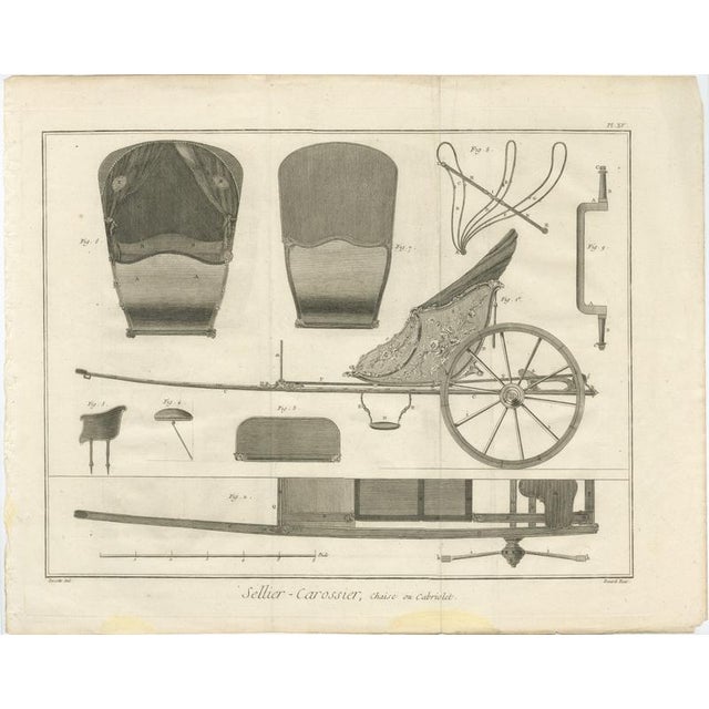 Three French Post Chaise & Cabriolet Engineering Engravings, 1771, Set of 3 For Sale - Image 3 of 9