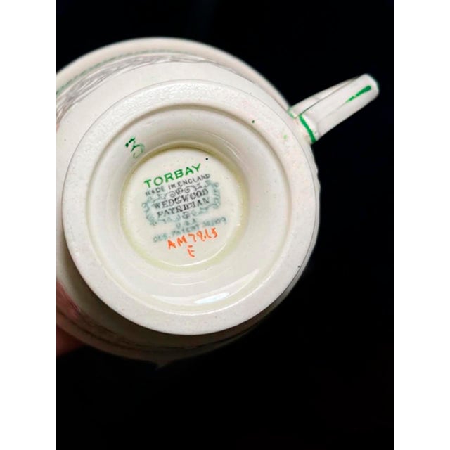 Ceramic Vintage Wedgwood Torbay Patrician Teacup and Saucer, Green Transferware For Sale - Image 7 of 7