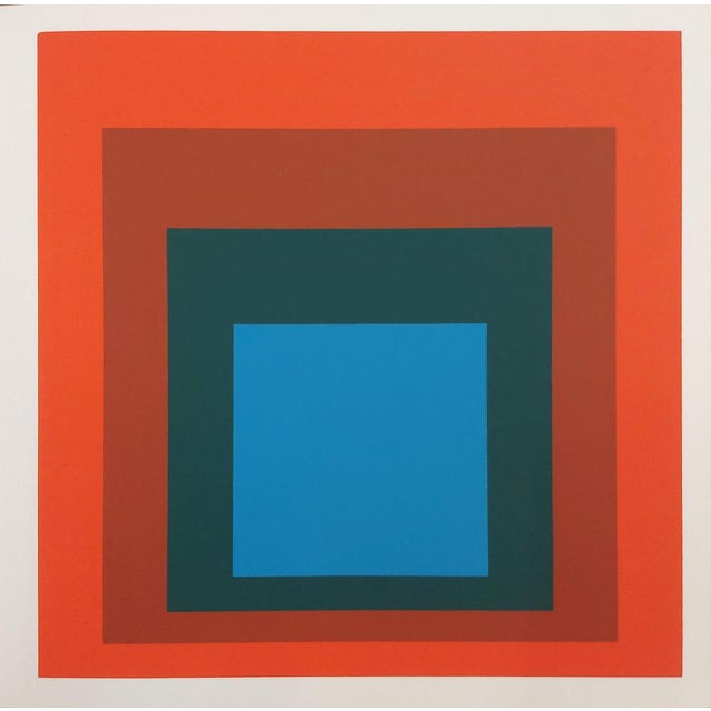 Josef Albers, Homage to the Square Blue + Dark Green with 2 Reds, Screen Print For Sale - Image 6 of 6