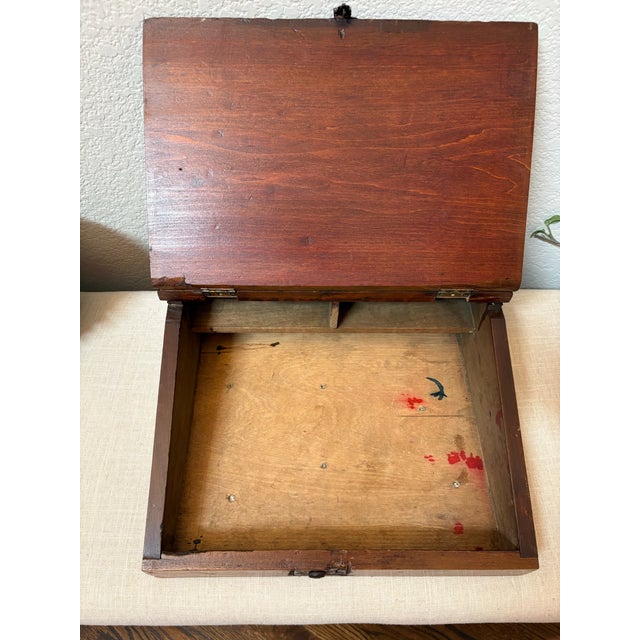 Antique Victorian Solid Walnut Lap Desk Writing Slope With Original Lock, C. 1870–1900 For Sale - Image 11 of 12