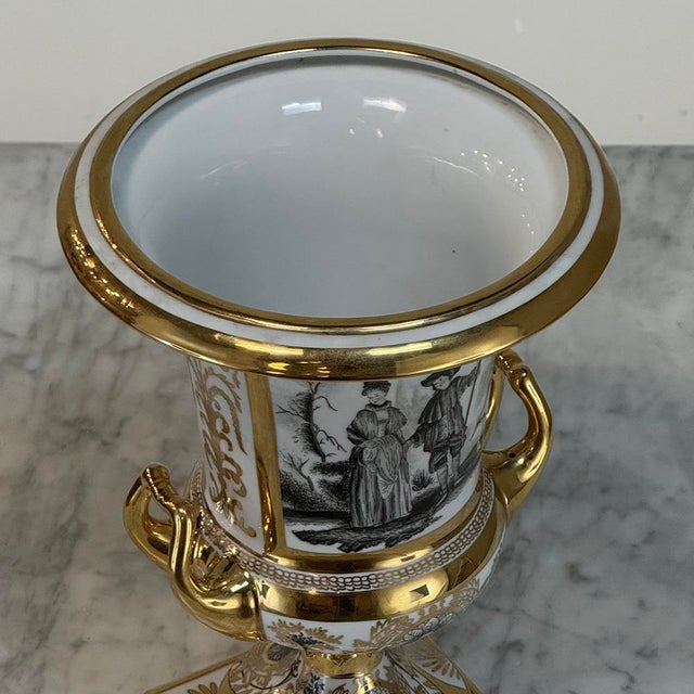 Pair Antique Ritzenhoff & Breker Neoclassical Porcelain Mantel Vases For Sale - Image 11 of 18