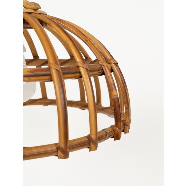 Mid-Century Hand-Crafted Rattan and Bamboo Chandelier Pendant, Italy, 1970s For Sale - Image 9 of 13