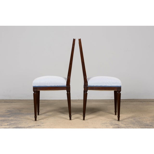 Set of 8 Early 20th Century French Louis XVI Style Mahogany Lyre Back Dining Chairs For Sale - Image 12 of 18
