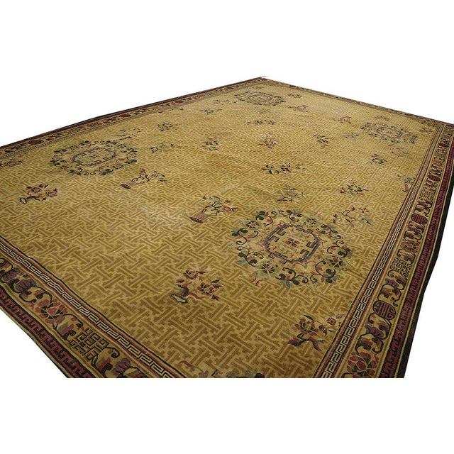 Marvelous Beige and Purple Color With Trellis Pattern Antique Chinese Rug For Sale In New York - Image 6 of 7