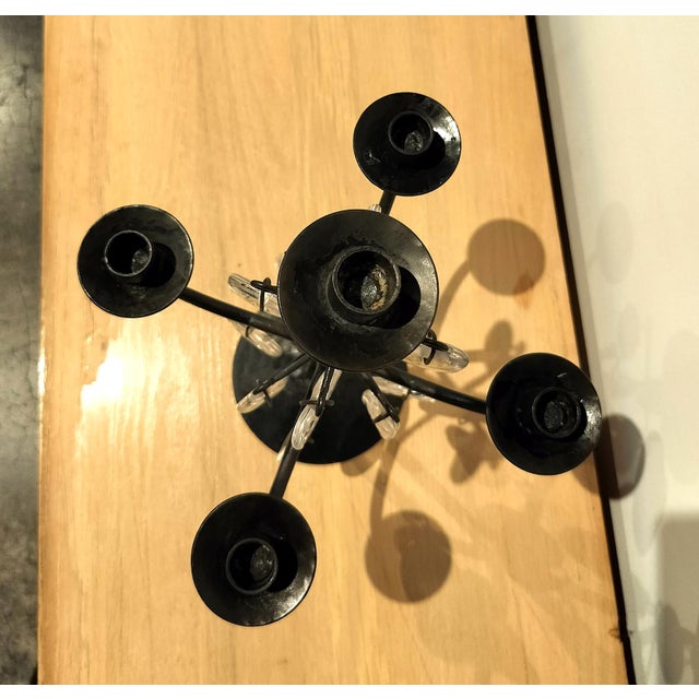 Metal Vintage Erik Hoglund for Boda Iron and Glass Candelabra For Sale - Image 7 of 10