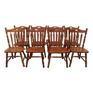 Vintage Tell City Early American Colonial Solid Wood Dining Chairs (Set of 8) For Sale