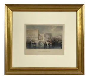 j.m.w. Turner (After) - “The Bridge of Sighs” Hand Colored Engraving, Framed (1880)