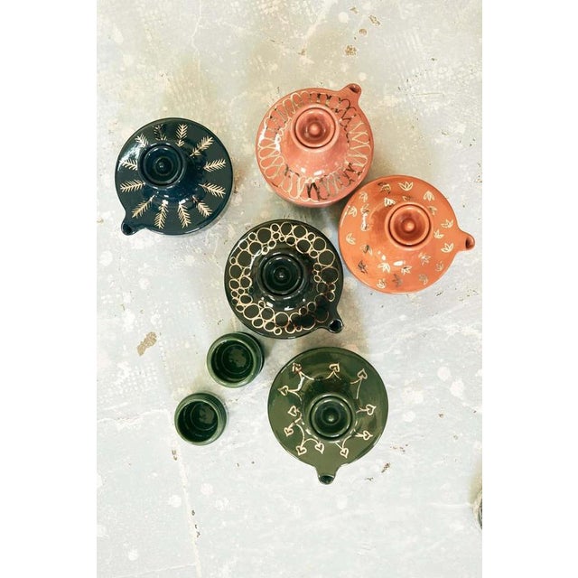 Green Arab Doobide Coffee Set with Porcelain Finish by Alfredo Häblerli, 2022 For Sale - Image 6 of 9