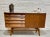 Apartment sized Mid Century Modern "Floating" Asymmetrical handmade Credenza / Media Stand in a perfectly tailored size....