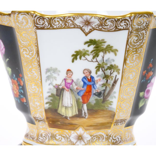 19th Century Dresden Porcelain Gilt & Painted Decorative Cachepots For Sale - Image 9 of 10