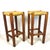 Wood and Straw Bar Stools, Italy, 1980s, Set of 2 For Sale - Image 6 of 8