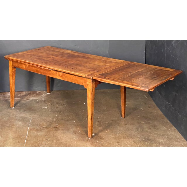 Large French Farm Table of Cherry Wood With Two Draw Leaves For Sale In Austin - Image 6 of 14