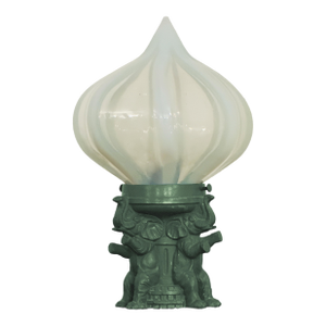Antique Opaline Glass and Elephant Base Table Lamp, C. 1920s