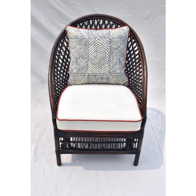 Vintage bamboo & grapevine rattan chair possessing an interesting combination of design elements as seen in peacock, fan...
