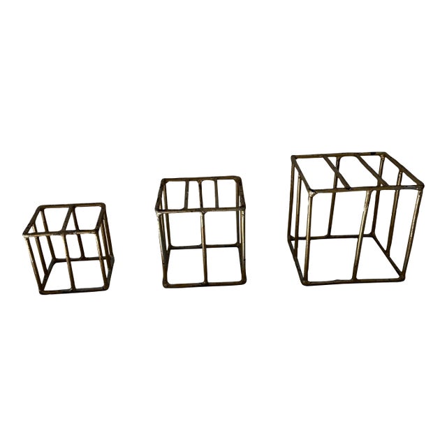 1970s Stacking Brass Cubes- Set of 3 For Sale