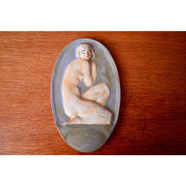 Ceramic Art Deco Plaster Wall Medallion of Nude Female, 1930s For Sale - Image 7 of 7
