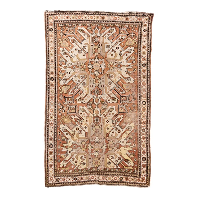 Early 20th Century Lavender, Camel & Rusty Terracotta EAGLE KAZAK Caucasian Rug 5 x 8 For Sale