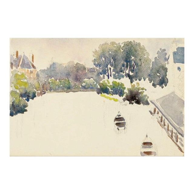 Boats - Watercolor by French Master - Mid 20th Century Mid 20th Century For Sale