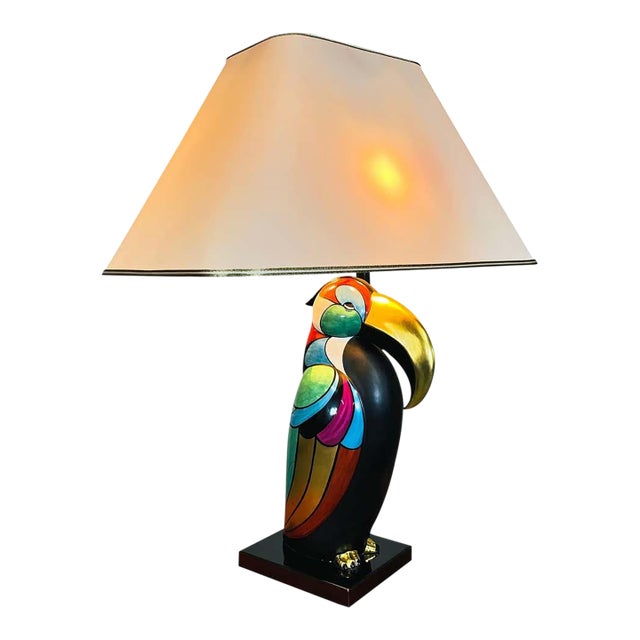 Porcelain Toucan Bird Lamp by Manifattura Artistica, Italy Circa 1989 For Sale