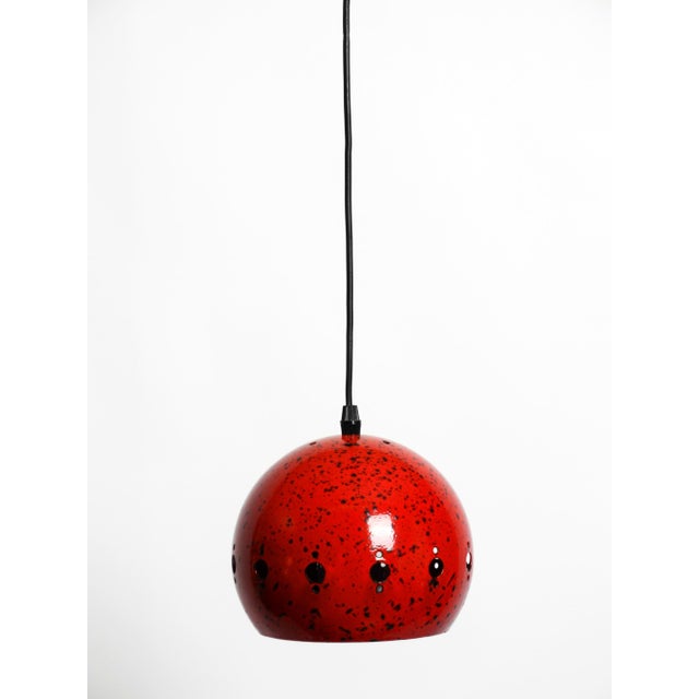 Small Mid-Century Modern Red and Black Enameled Pendant Lamp, 1960s For Sale - Image 4 of 18